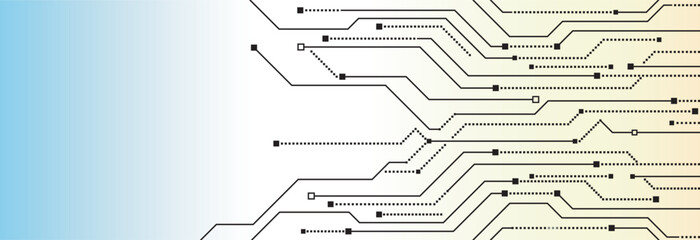 Abstract geometric pattern featuring branching lines and circular elements