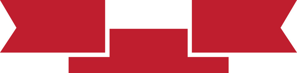 Ribbon banner icon in red flat style. Decorative label strip silhouette, award tag sign, Vintage vector illustration for project design branding and presentation isolated on transparent background.