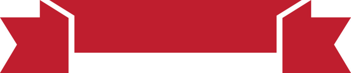 Obraz premium Ribbon banner icon in red flat style. Decorative label strip silhouette, award tag sign, Vintage vector illustration for project design branding and presentation isolated on transparent background.