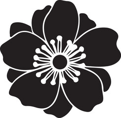 Elegant blooming flower silhouette vector design with intricate petals and a detailed stamen, perfect for decorative elements, logos, or graphic projects on a transparent background