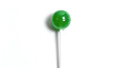 Green Lollipop Candy on White Background – Sweet Confectionery