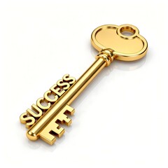 Success Key Symbol &ndash; Gold Key on White Background