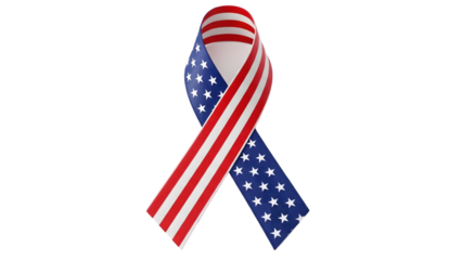 American flag ribbon awareness symbol isolated on transparent background