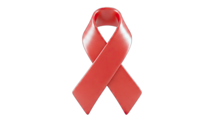 Red Awareness Ribbon Isolated on White Background