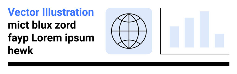 Obraz premium Global networking, data visualization, technology, business analytics, communication, global reach. Globe icon and bar chart s networking and research. Global networking and data visualization
