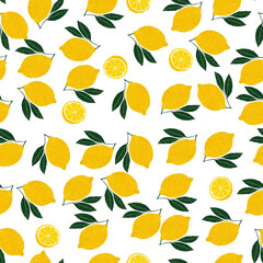 手描きのシンプルなレモンのシームレスパターン
