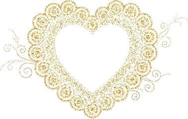 Elegant Golden Ornate Lace Heart Frame Illustration Isolated