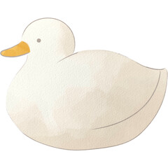 水彩風の白いアヒルのイラスト