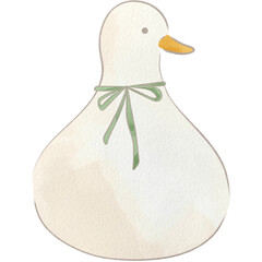 水彩風の白いアヒルのイラスト