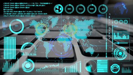 Connection network visualization showing global connection, network communication, digital connection analytic. Connect networks tool support real-time insight and improve connection system. Thunk