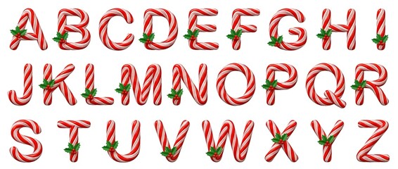 Festive christmas alphabet 3d letters holiday design indoor decoration colorful candy cane theme