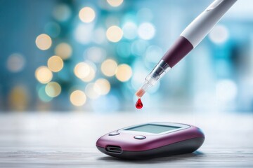 Medical device and drop of blood test for a blood glucose meter