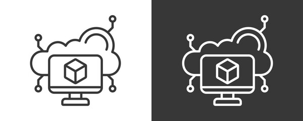 Virtual Machine Icon Set Vector Collection Isolated In Black And White