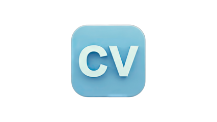 CV Icon Rendered on Blue Background