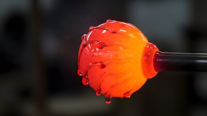 Molten Glass on Blowpipe