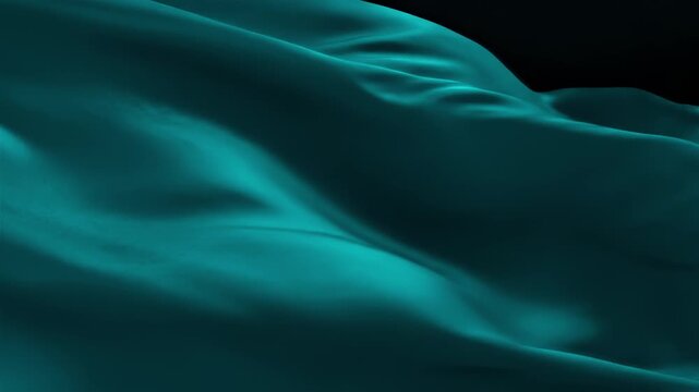 Abstract teal cloth flowing and undulating in slow motion, creating a mesmerizing texture for luxury and dynamic movement concept