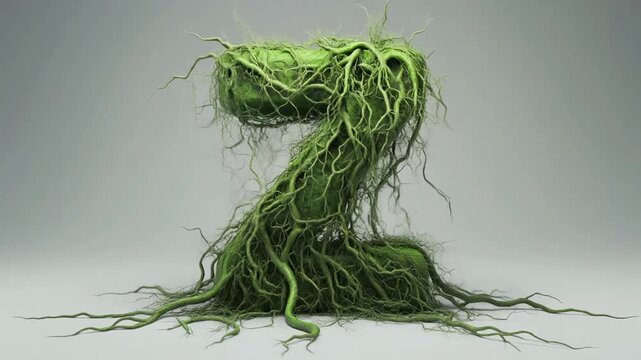 Cinematic Organic Growing Roots Letter Z 3D Animation &ndash; Nature Ecology Typography Resource