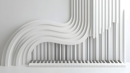 Obraz premium Abstract Piano Structure with White Curved Lines and Vertical Bars
