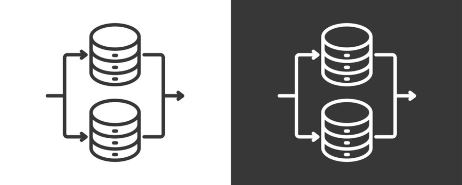 Parallel Icon Set Vector Collection Isolated In Black And White