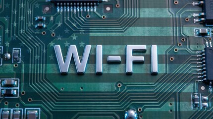 Wi-Fi Technology on Circuit Board with American Flag