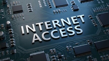 Internet Access Technology on Circuit Board Close-up