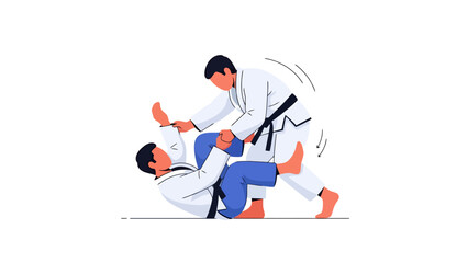 Dynamic Judo Training Session with Two Athletes in Action