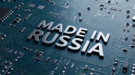 Technological Circuit Board Featuring Made in Russia Branding