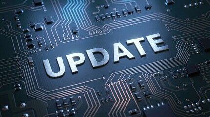 Technology Update Concept with Circuit Board Background