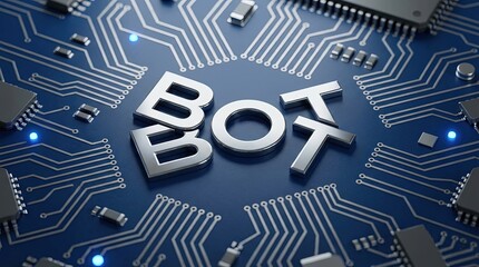 Innovative Bot Technology Illustration on Circuit Board