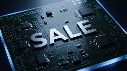 Electronics Sale Promotion with Circuit Board Background