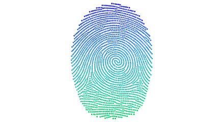 Blue and Green Gradient Fingerprint Vector Icon Isolated on White Background