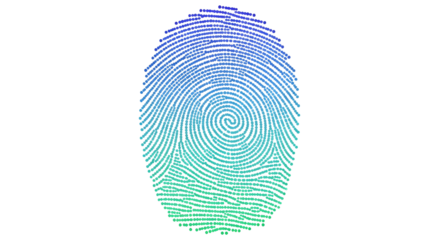 Blue and Green Gradient Fingerprint Vector Icon Isolated on White Background