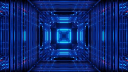 Abstract science fiction futuristic background with blue neon lights