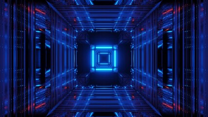 Abstract science fiction futuristic background with blue neon lights © MdMonwarulIslam