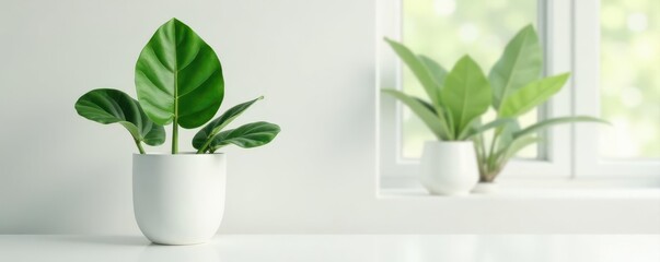 Lush fiddle leaf fig in a minimalist white pot , elegant, nature, simple