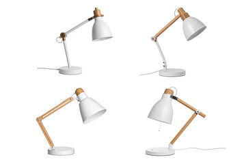 Modern Scandinavian style desk lamp isolated on white background.