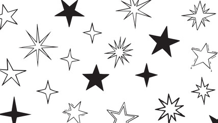 Grunge Hand-Drawn Star Set: Black & White Sketch Star Design Elements