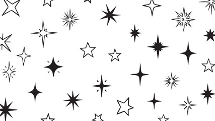 Grunge Hand-Drawn Star Set: Black & White Sketch Star Design Elements