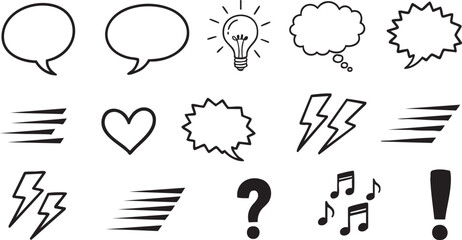 Grunge Hand-Drawn Speech Bubble & Icon Set: Doodle Chat Bubble Design Elements