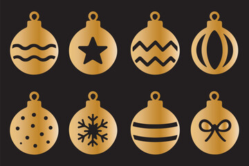 Christmas balls icon set silhouette vector. Christmas Bauble ornament paper cut element vector.