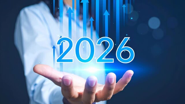 2026 financial growth chart success business profit economy investment market increase rising strategy analysis rising toward new year opportunity and optimistic outlook held above open hand driving