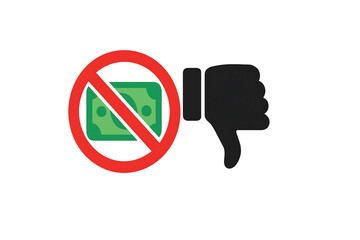 Vector illustration of stop sign with dislike or thumb down gesture. Icon of stop hate. Symbol of no hating.new