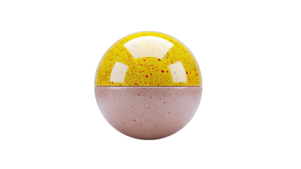 Decorative Sphere with Yellow and Pink Design on White Background