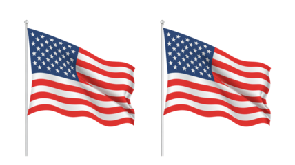 Waving american flags on white: symbol of unity and freedom