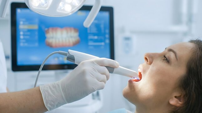 Dentist Using Intraoral Scanner on Patient's Teeth