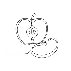 Apple with Slices Modern Minimalist Concept. Line art Illustration