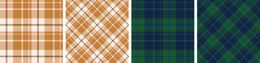 plaid and tartan pattern set.checkered fabric texture background.