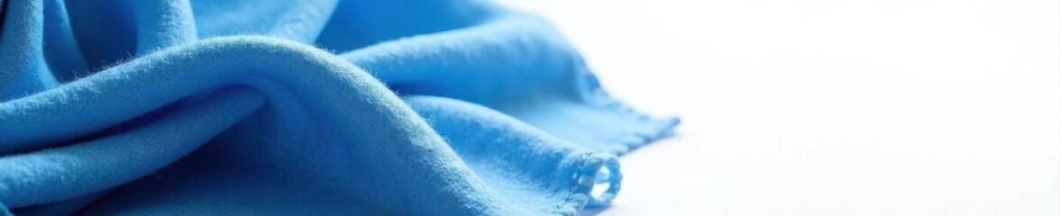 Soft, textured blue wool scarf on pristine white , neckwear, knit