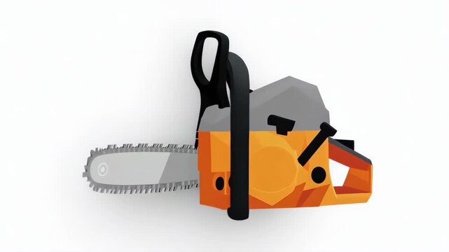 Geometric chainsaw on white. A modern, minimalist illustration with bold colors