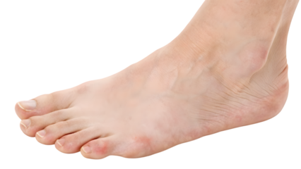 Closeup of bare feet of a young woman on white background concept health beauty and care